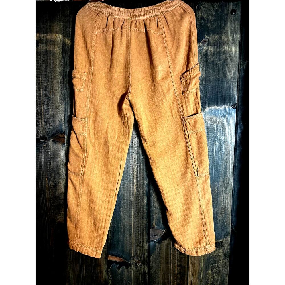 Free People Feelin Good Linen Blend Drawstring Utility Pants Campground Size XS - Picture 2 of 9